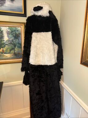 Plush 4 PC Faux Fur Panda Halloween Costume Size L Adult Black White Animal Zoo
